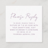Budget Mauve Script Wedding QR Code RSVP Informatiekaartje (Voorkant)