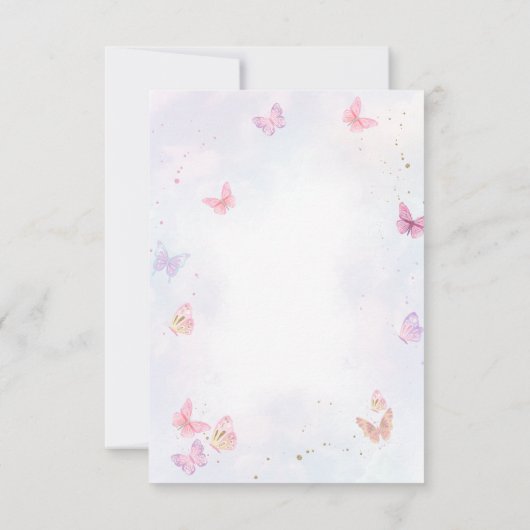 BUDGET Meisjesachtige Wisteria Gouden Vlinder Kind Bedankkaart (Achterkant)