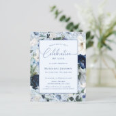 Budget Memorial Blauw Bloemen Viering van het leve (Staand voorkant)