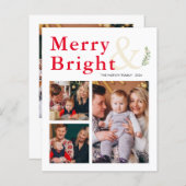 Budget Merry et Bright Typography Carte photo (Devant / Derrière)