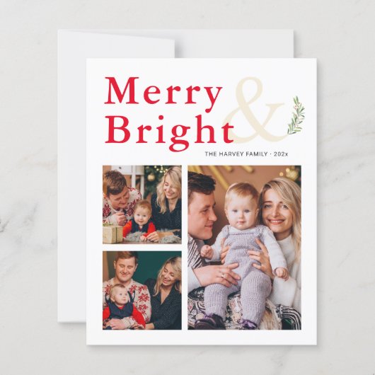 Budget Merry et Bright Typography Carte photo (Devant)