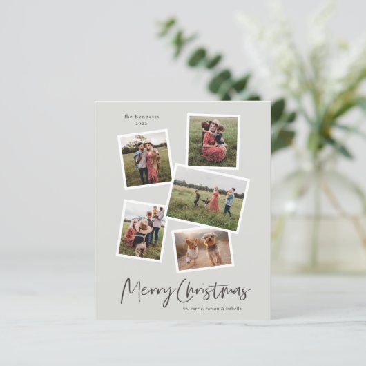 Budget Merry kerstfoto Collage Holiday Card (Staand voorkant)