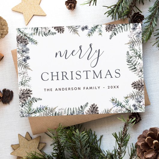 Budget Merry Kerstmis Blauwe Greenery Flyer