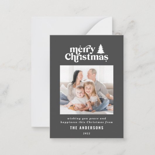 budget Merry Kerstmis foto Holiday Kaart Notitiekaartje (Voorkant)