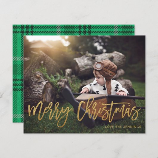 Budget Merry Kerstmis Gold Glitter-script Foto (Voorkant / Achterkant)