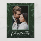 Budget Merry Kerstmis Greenery Foto Holiday Kaart (Voorkant)