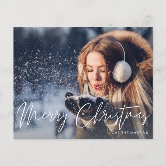Budget Merry Kerstmis Modern Script Foto 2 Flyer (Voorkant)