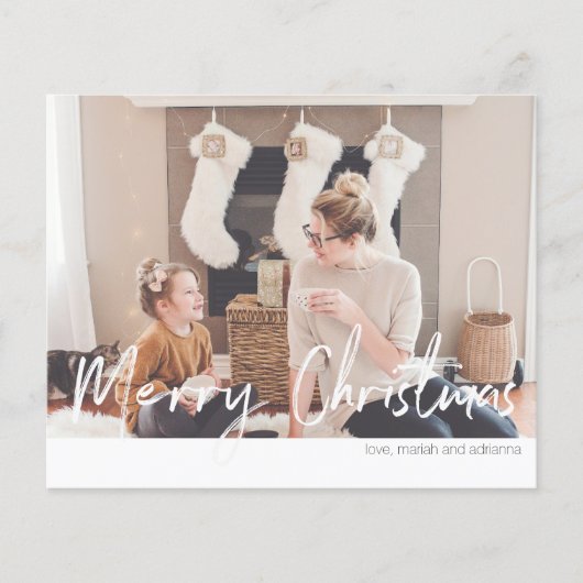 Budget Merry Kerstmis Moderne Handschriftenfoto Flyer (Voorkant)