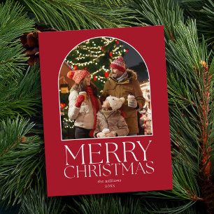 Budget Merry Kerstmis Moderne Minimalistische Foto Feestdagenkaart