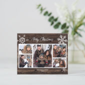Budget Merry Kerstmis Rustic Photo Holiday Kaart (Staand voorkant)