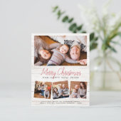 Budget Merry Kerstmis Rustic Wood 4 Foto Collage (Staand voorkant)