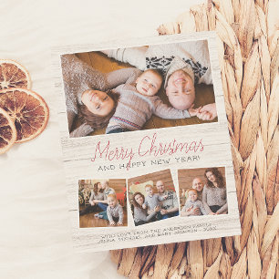 Budget Merry Kerstmis Rustic Wood 4 Foto Collage