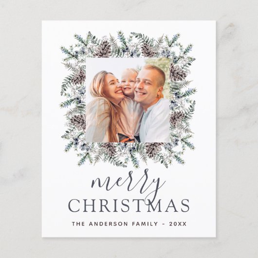 Budget Merry kersttusty Blue Photo Holiday Flyer (Voorkant)