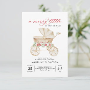 BUDGET Merry Little Christmas Stroller Baby shower Notitiekaartje