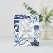 Budget Midnight Blue Bladeren Trouw Uitnodiging (Staand voorkant)