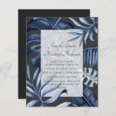 Budget Midnight Blue Leaf Wedding Ampersand (Voorkant / Achterkant)