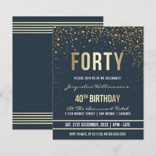 Budget Midnight Gold Confetti 40th Birthday Party