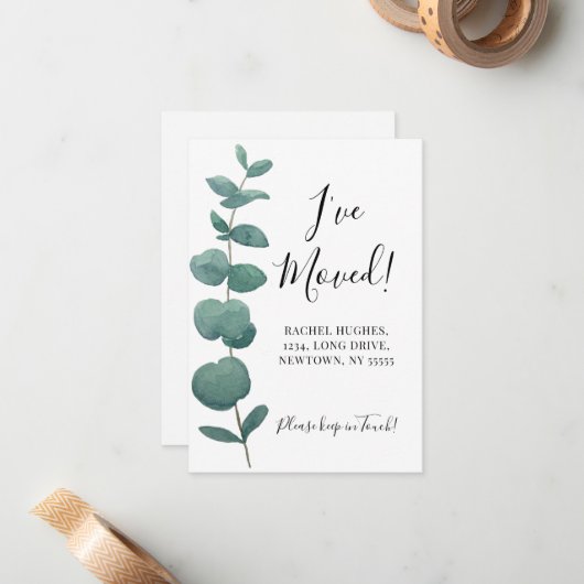 Budget Mini J'ai déplacé Eucalyptus Faire-part (Devant/Arrière en situation)