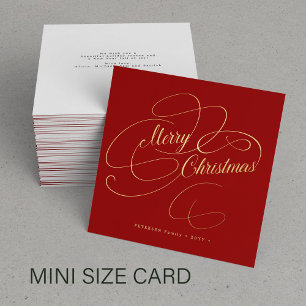 Budget MINI SIZE Merry Kerstgold script Notitiekaartje