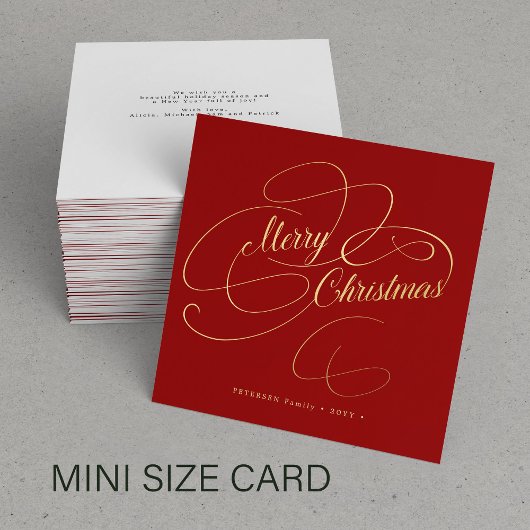 Budget MINI SIZE Merry Kerstgold script Notitiekaartje