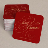 Budget MINI SIZE Merry Kerstgold script Notitiekaartje