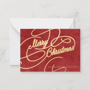 Budget MINI SIZE Merry Kerstred Holiday Notitiekaartje