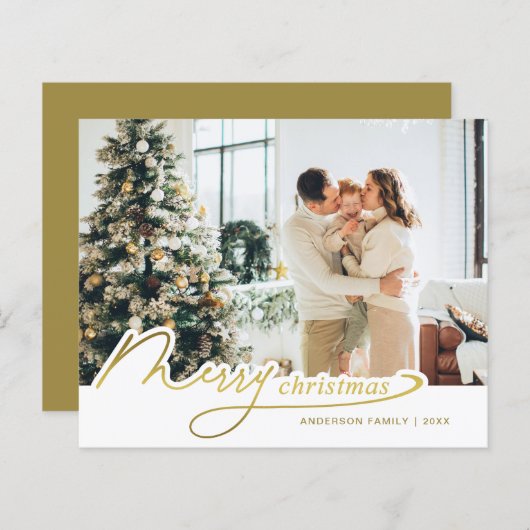 BUDGET Minimaal Elegant Goud Vrolijk Kerstfeest Fo (Voorkant / Achterkant)