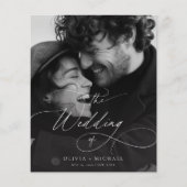 Budget Minimal Script Sunset Photo Wedding Invites (Voorkant)