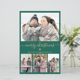 Budget Minimal Vert Or 4 Photo Carte de Noël