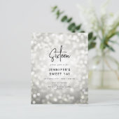 Budget Minimal Zilveren Glam Foto Sweet 16 Invite (Staand voorkant)