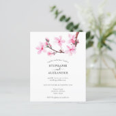 Budget Minimale Cherry Blossom Wedding Invite (Staand voorkant)