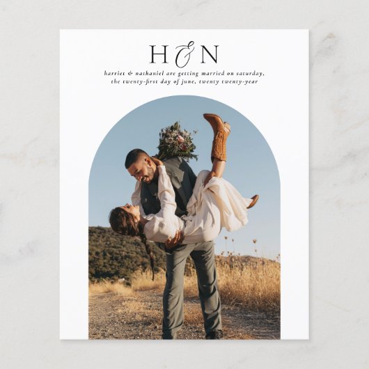 Budget Minimale Initialen Boho Arch 2 Foto Wedding (Voorkant)