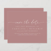 Budget Minimalist Dusty Roos Bruiloft Opslagdatum (Voorkant / Achterkant)