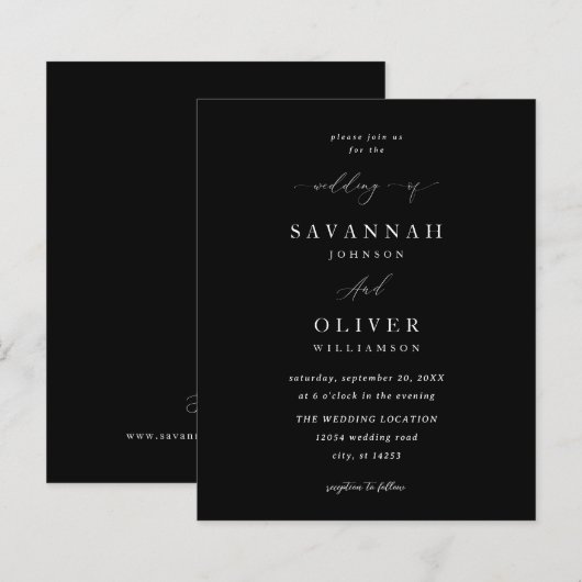 Budget Minimalist Eenvoudige Bruiloft- Zwart (Voorkant / Achterkant)