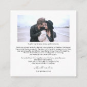 Budget minimalist Simple Script Weduwfoto Informatiekaartje (Achterkant)