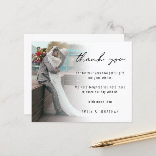 Budget minimalist Voeg je fotoweddenschap toe Dank (Voorkant / Achterkant in situ)