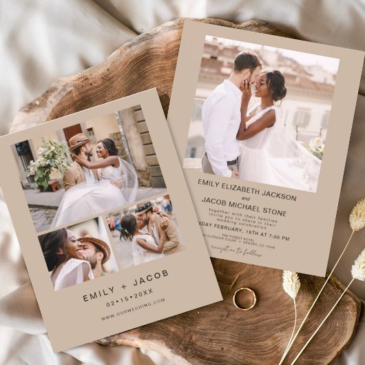 Budget minimalist Wedding Terracotta Vier Foto Flyer