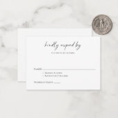 Budget minimalist zwart-wit, modern script RSVP Notitiekaartje (Voorkant / Achterkant in situ)