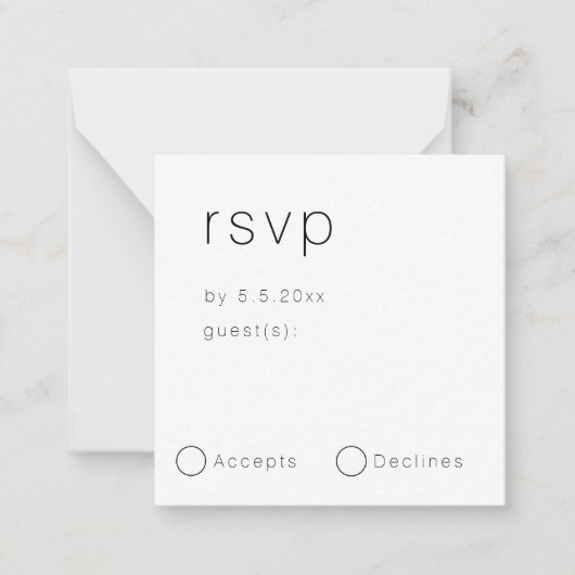 Budget Minimaliste Simple Mariage Carte RSVP (Devant)