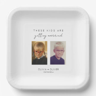 Budget, minimalistisch deze kinderen gaan trouwen papieren bordje