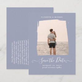 BUDGET Minimalistisch FOTO Save The Date Stof Blau Briefkaart