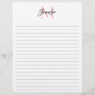 Budget Minimalistisch Gelinieerd Monogram Briefpap Flyer