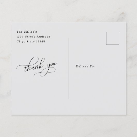 Budget minimalistisch script bruiloft Foto bedankt (Achterkant)