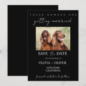 Budget, minimalistisch, zwart & wit Custom hond fo Save The Date (Voorkant / Achterkant)