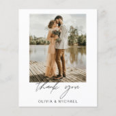 Budget minimalistische bruiloft dank u fotokaart (Voorkant)