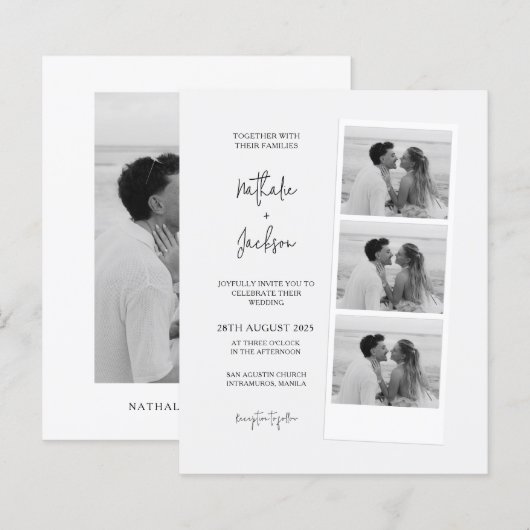 BUDGET Minimalistische foto strook script bruiloft (Voorkant / Achterkant)