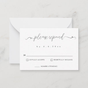 BUDGET Minimalistische reactie RSVP-Kaart Notitiekaartje