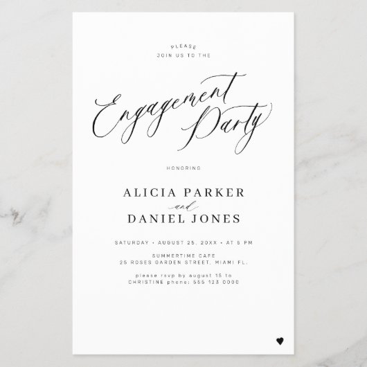 Budget minimalistische verlovingsfeest uitnodiging flyer (Voorkant)