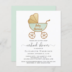 Budget Mint Green Virtual Baby shower Uitnodiging