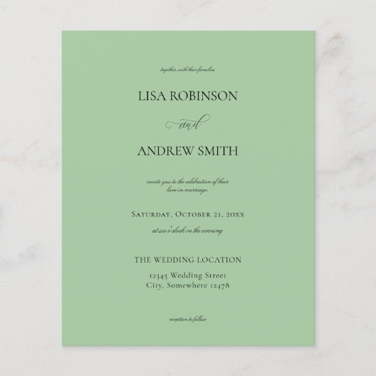 Budget Mint Green Wedding Flyer (Voorkant)